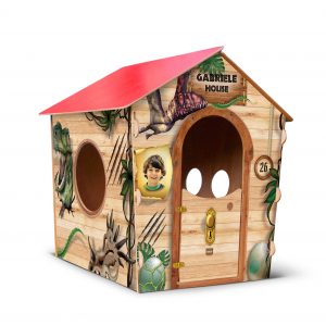 CASETTA in legno da giardino per bambini. Casetta in legno per giocare da esterno a tema dinosauri