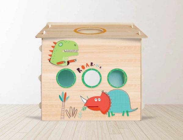 Casetta in legno da interno per bambini dinosauri