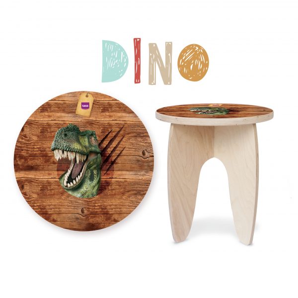 sgabello in legno per bambinia tema dinosauri