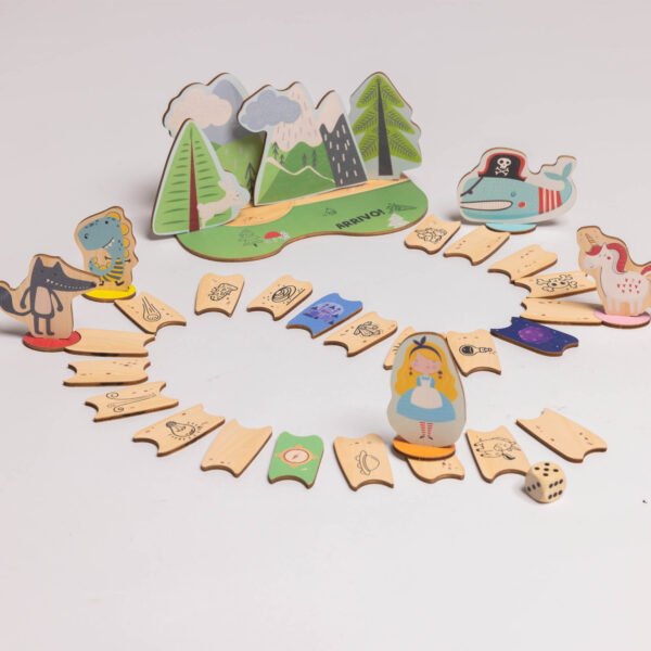 Creavventure. gioco in legno da montare per creare avventure e stimolare lo storytelling nel bambino.