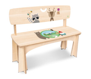 panchina in legno per bambini, stampata, colorata, ecologica