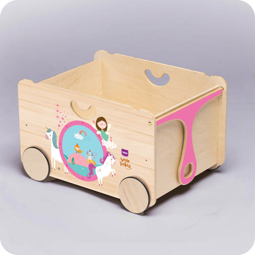 wooden play box with wheels