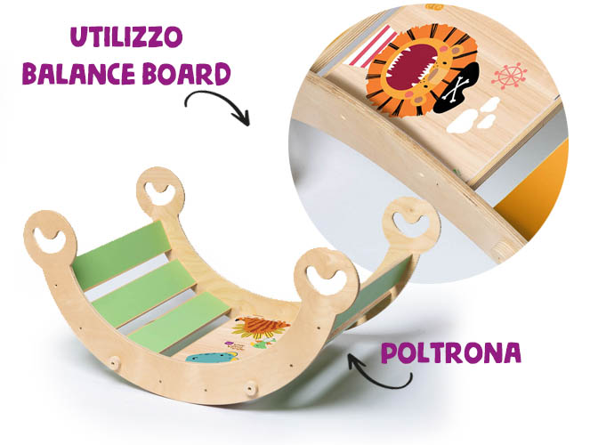 balance board e bridge TUCO in legno rainbow balance