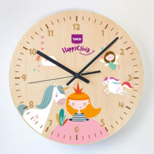 Orologio da parete in legno TUCO. Orologio in legno stampato per la cameretta dei bambini e delle bambine. Orologio per bambini.